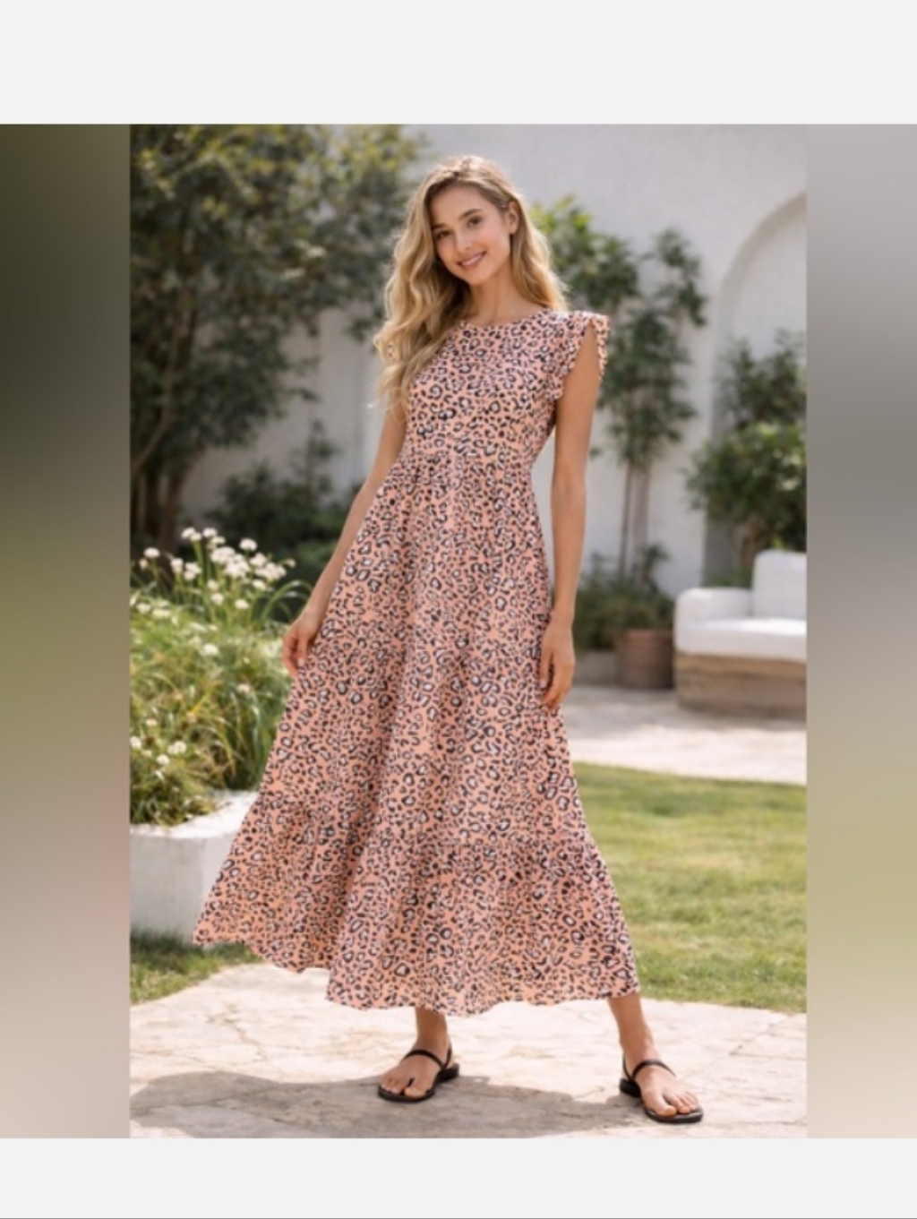 Endless Rose Ruffled Mauve Leopard Print Maxi Dress Size Xs